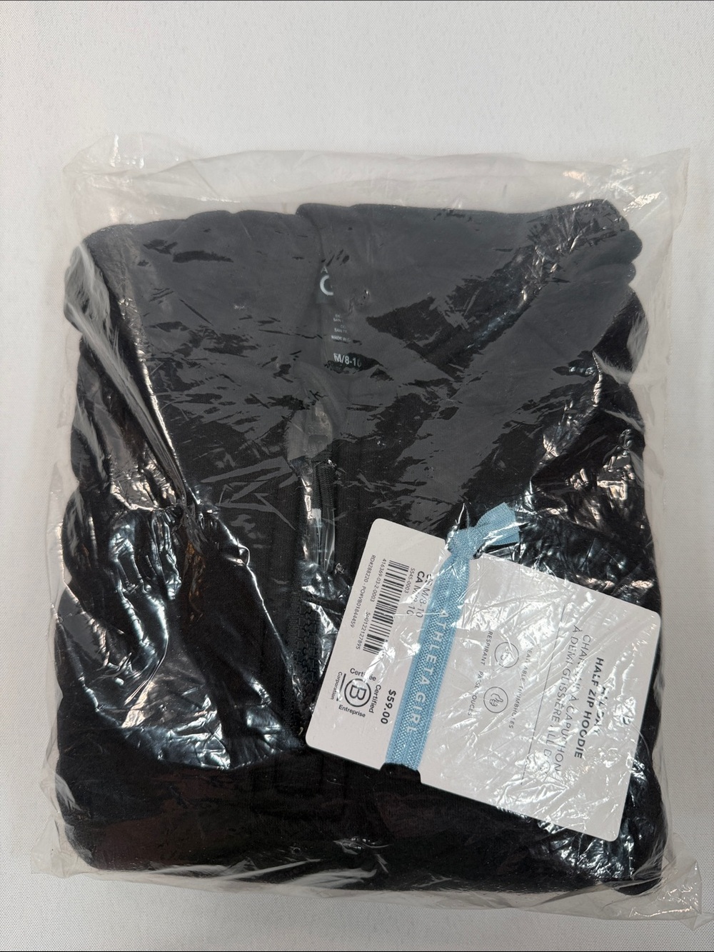 Athleta Girl NWT All Day Half Zip Hoodie Black Medium